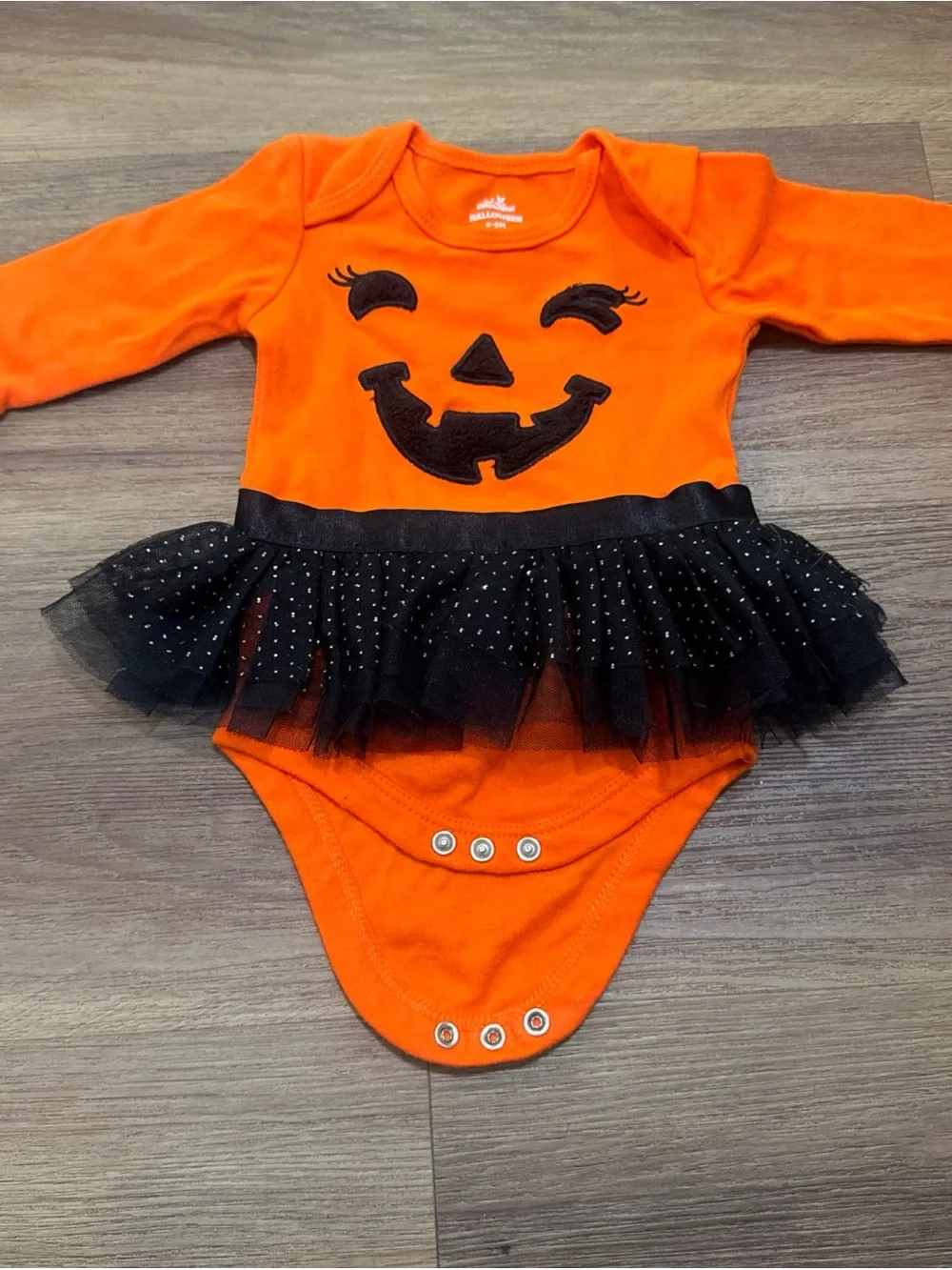 Way To Celebrate Halloween Pumpkin Long Sleeve Bodysuit with Skirt 0-3 Months